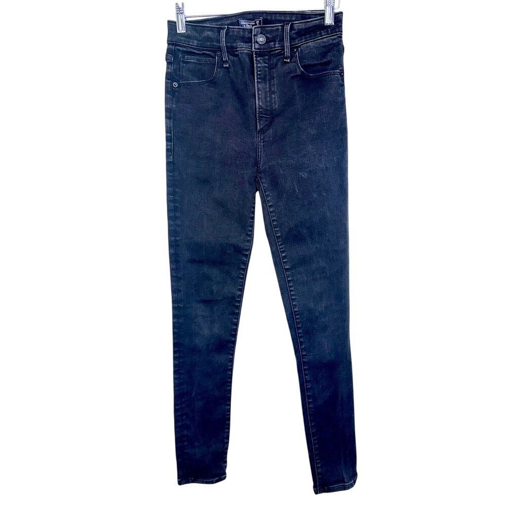 Abercrombie & Fitch Simone High Rise Super Skinny Black Denim Jeans Size 26 2 R